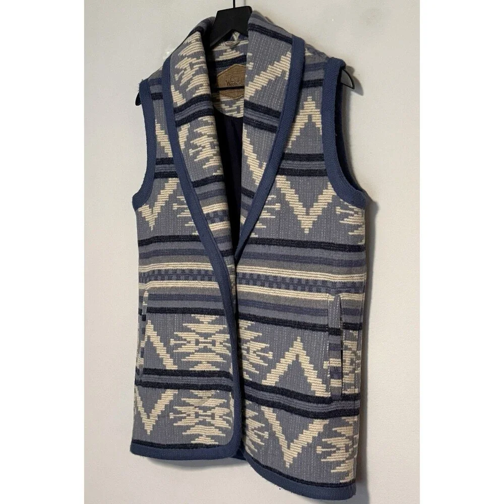 Vintage Woolrich Women's Wool Indian Blanket Vest Small Southwest Cabin Core